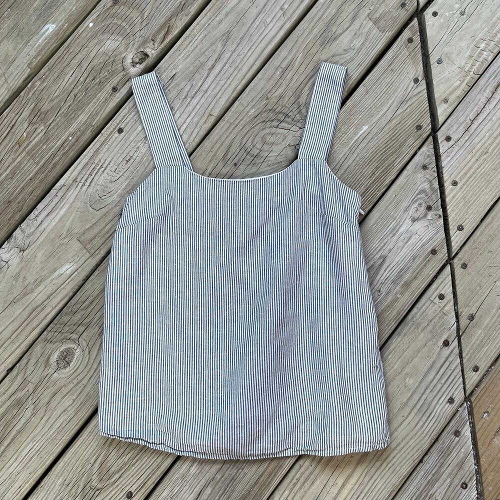 J. Crew Women's Grey & White Striped Linen Blend Tank Top Size XS